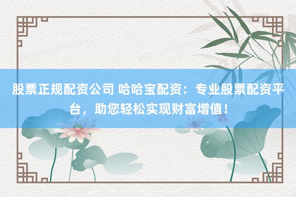 股票正规配资公司 哈哈宝配资：专业股票配资平台，助您轻松实现财富增值！