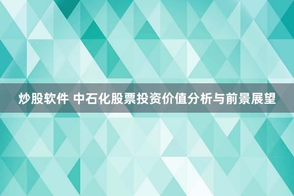 炒股软件 中石化股票投资价值分析与前景展望