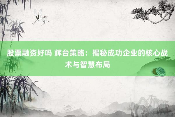 股票融资好吗 辉台策略：揭秘成功企业的核心战术与智慧布局