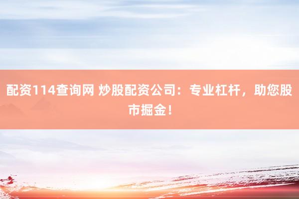 配资114查询网 炒股配资公司：专业杠杆，助您股市掘金！