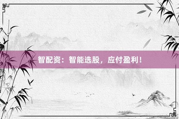 智配资：智能选股，应付盈利！
