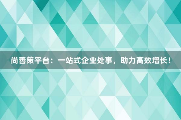 尚善策平台：一站式企业处事，助力高效增长！