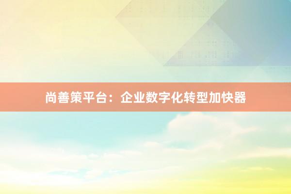尚善策平台：企业数字化转型加快器
