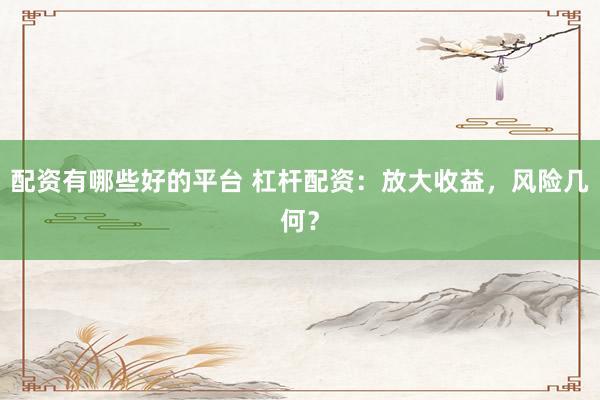 配资有哪些好的平台 杠杆配资：放大收益，风险几何？