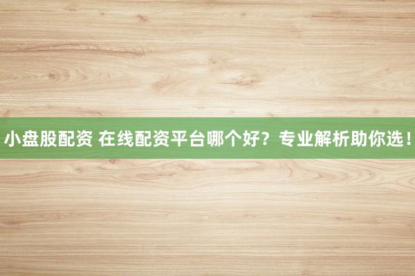 小盘股配资 在线配资平台哪个好？专业解析助你选！